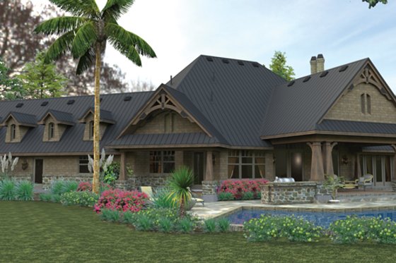 Exterior - Rear Elevation 3 for Craftsman House Plan #120-246 - 3 bed, 2 bath