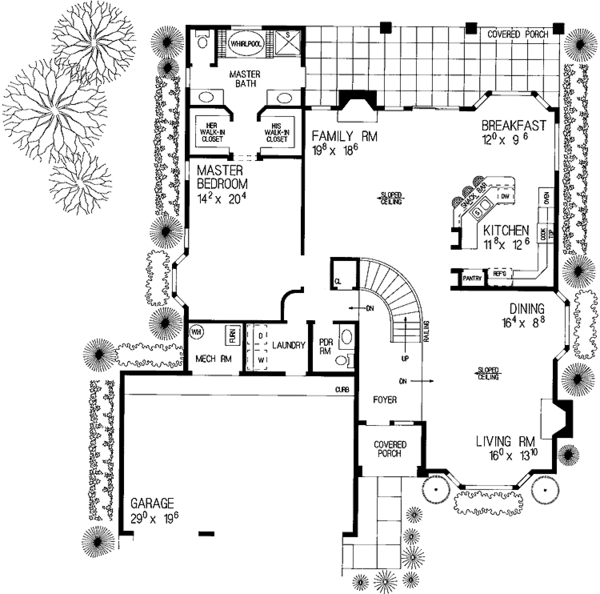 Architectural House Design - Mediterranean Floor Plan - Main Floor Plan #72-910