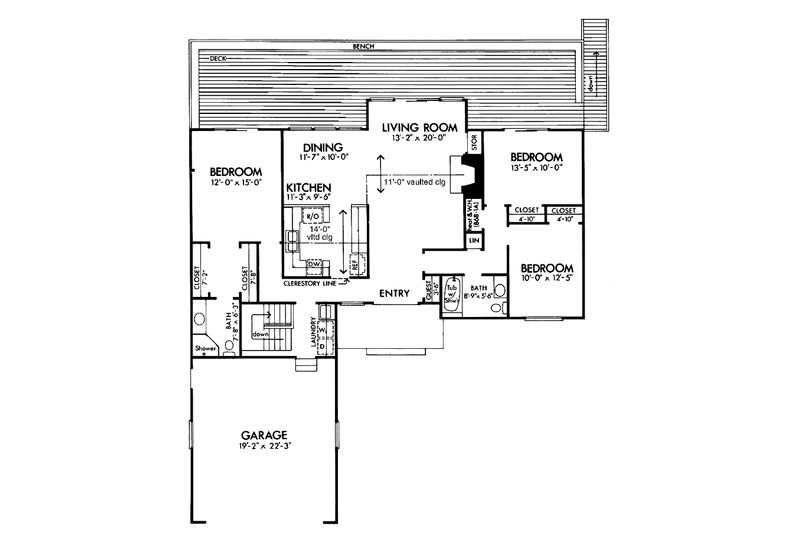 Home Plan - Floor Plan - Main Floor for Contemporary House Plan #320-808 - 3 bed, 2 bath