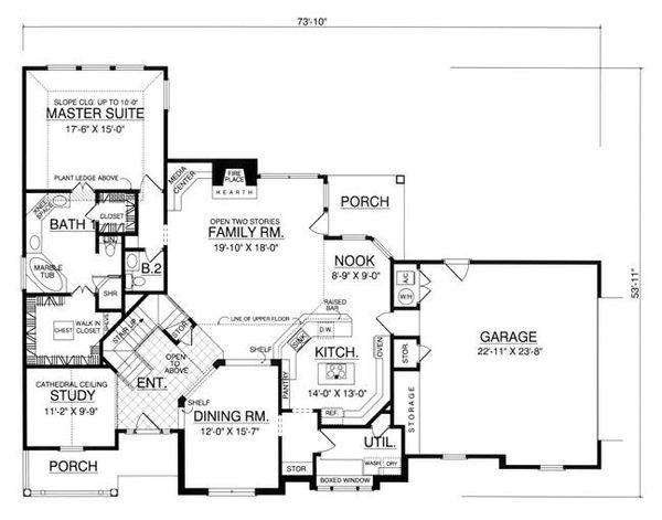 Architectural House Design - Traditional Floor Plan - Main Floor Plan #40-260