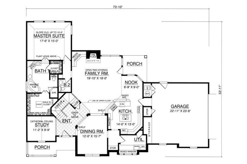 House Blueprint - Floor Plan - Main Floor for Traditional House Plan #40-260 - 3 bed, 2.5 bath