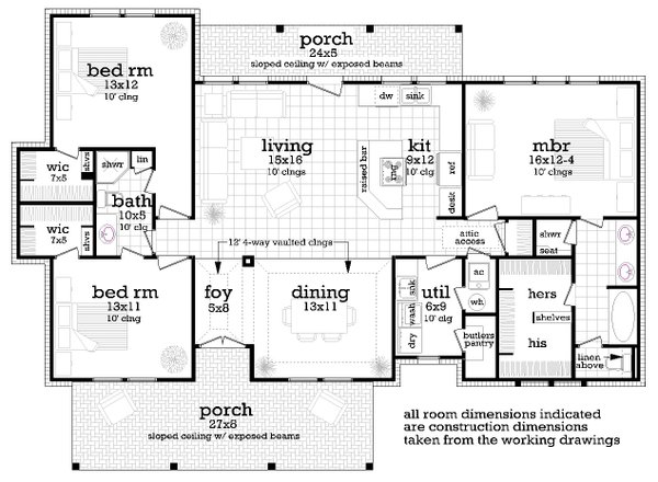 House Blueprint - Farmhouse Floor Plan - Main Floor Plan #45-622