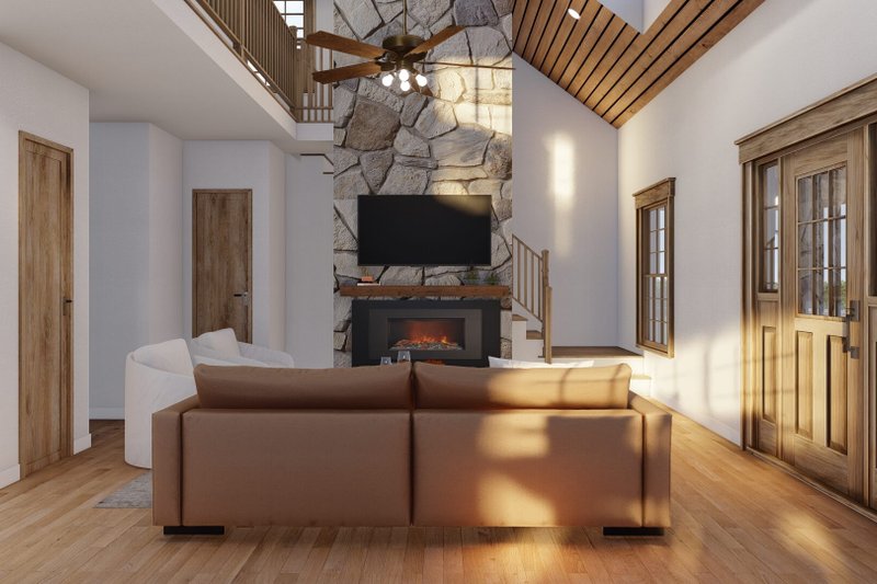House Plan Design - Interior - Family Room 1 for Farmhouse House Plan #17-2019 - 2 bed, 2 bath