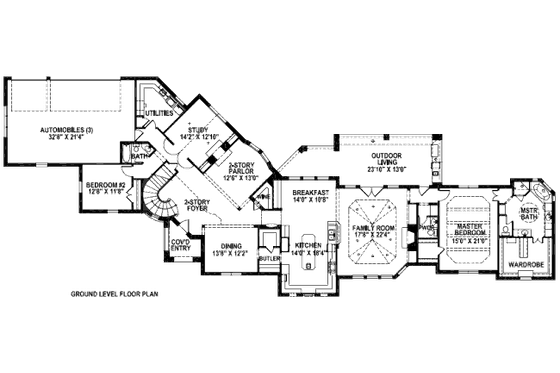 Floor Plan - Main Floor for European House Plan #141-250 - 4 bed, 4.5 bath