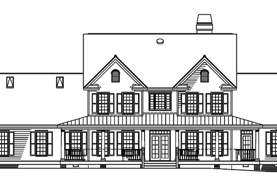 Exterior - Rear Elevation for Country House Plan #929-305 - 4 bed, 2.5 bath