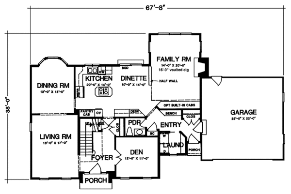 House Design - Colonial Floor Plan - Main Floor Plan #1001-114