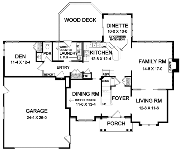 Architectural House Design - Traditional Floor Plan - Main Floor Plan #328-360