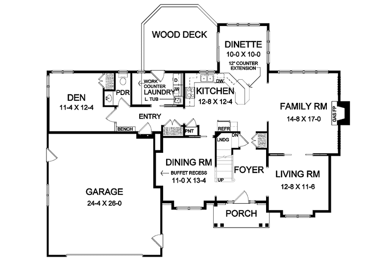 Home Plan - Floor Plan - Main Floor for Traditional House Plan #328-360 - 3 bed, 2.5 bath