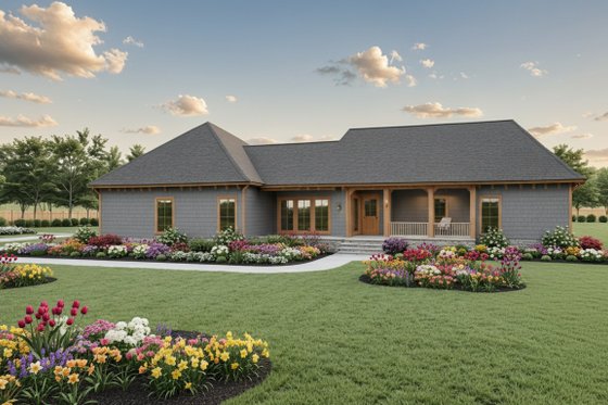 Exterior - Rear Elevation for Craftsman House Plan #21-527 - 3 bed, 2.5 bath
