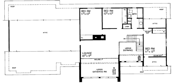 House Blueprint - Contemporary Floor Plan - Upper Floor Plan #72-720