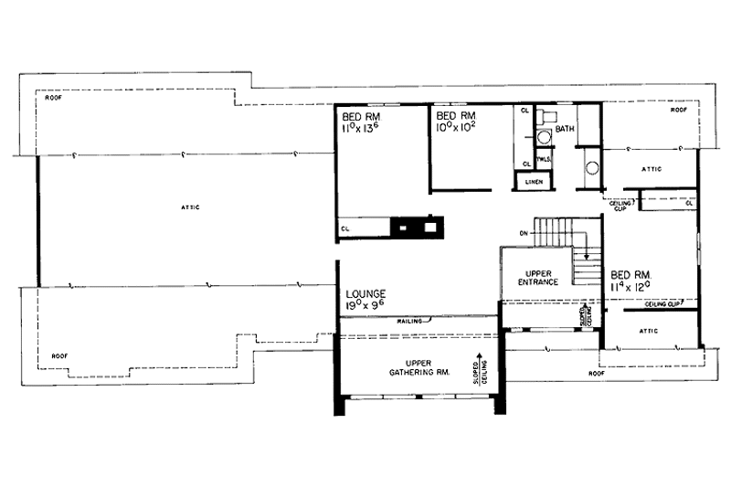 Home Plan - Floor Plan - Upper Floor for Contemporary House Plan #72-720 - 4 bed, 2.5 bath