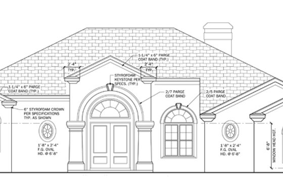 Exterior - Front Elevation 4 for Mediterranean House Plan #1058-45 - 4 bed, 3 bath