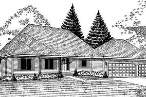 Architectural House Design - Prairie Exterior - Front Elevation Plan #981-24