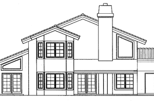 Exterior - Rear Elevation for Mediterranean House Plan #72-923 - 4 bed, 3 bath
