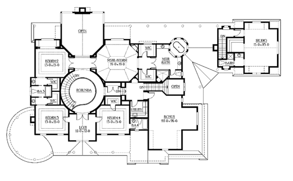House Blueprint - Country Floor Plan - Upper Floor Plan #132-521