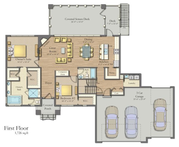 Craftsman Floor Plan - Main Floor Plan #1057-8