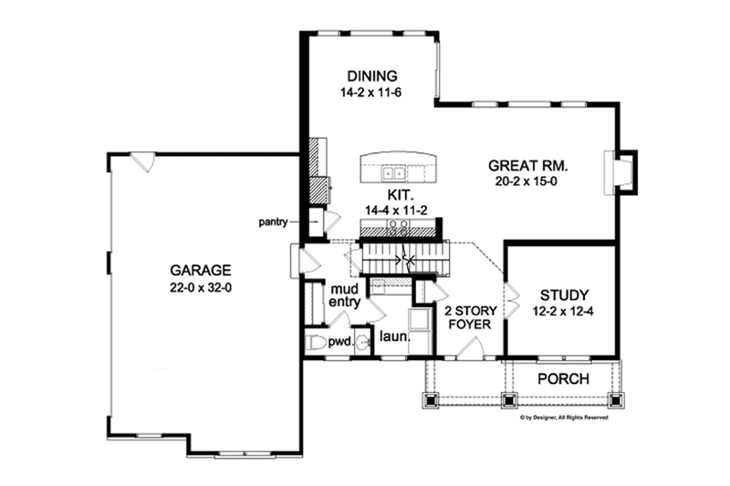 House Design - Floor Plan - Main Floor for Colonial House Plan #1010-57 - 4 bed, 2.5 bath