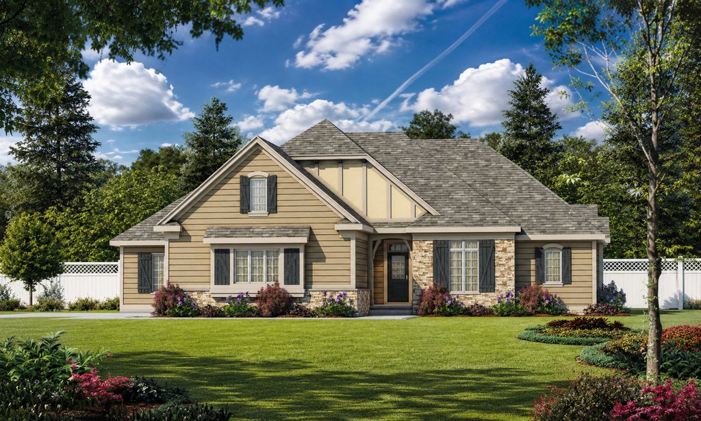 Exterior - Front Elevation 2 for European House Plan #20-2451 - 3 bed, 3.5 bath