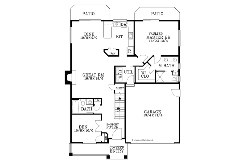 House Design - Floor Plan - Main Floor for Traditional House Plan #53-578 - 3 bed, 3 bath