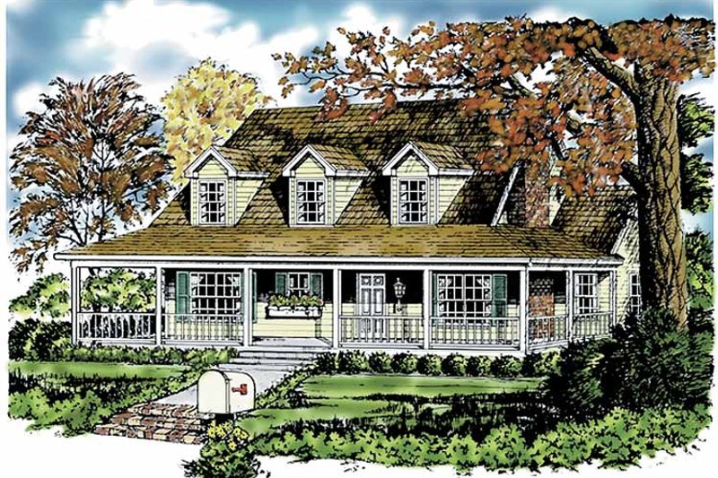 Architectural House Design - Country Exterior - Front Elevation Plan #40-441