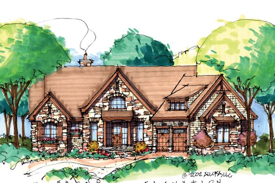 Exterior - Front Elevation 4 for European House Plan #929-899 - 3 bed, 3.5 bath