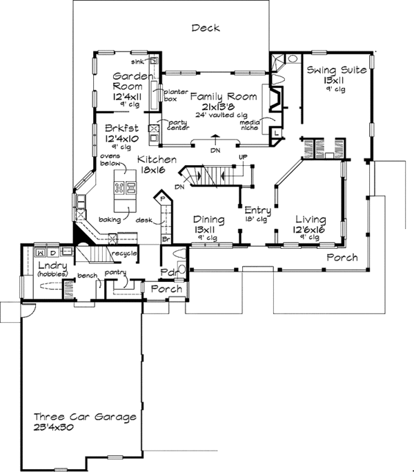 Architectural House Design - Country Floor Plan - Main Floor Plan #320-628