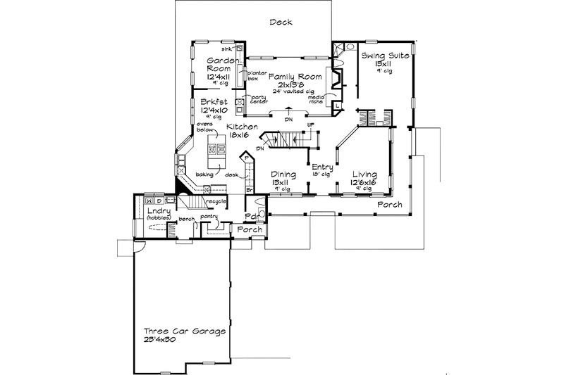 Home Plan - Floor Plan - Main Floor for Country House Plan #320-628 - 4 bed, 4.5 bath
