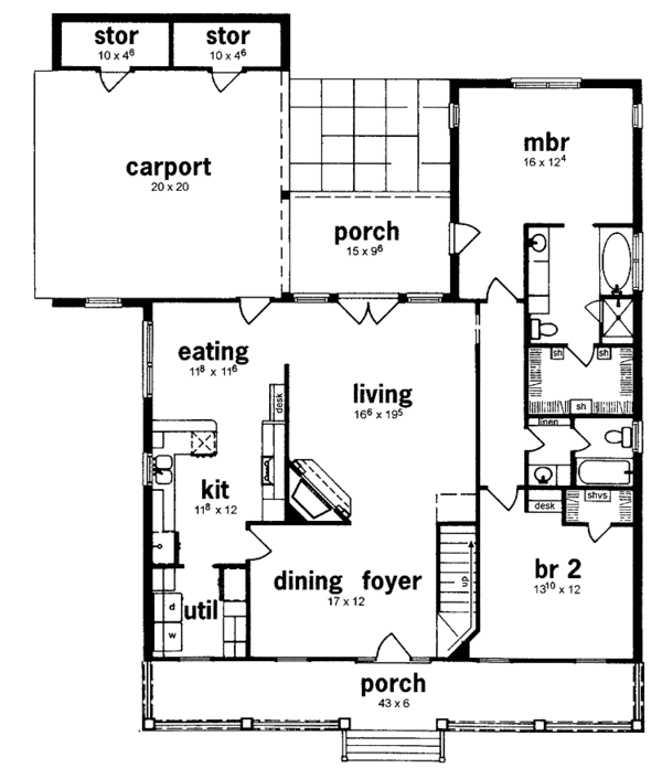 House Blueprint - Country Floor Plan - Main Floor Plan #36-577