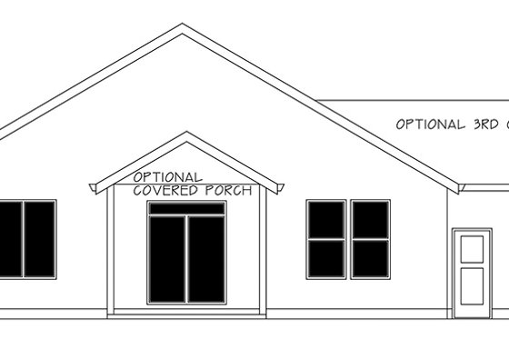 Exterior - Rear Elevation for Ranch House Plan #943-50 - 3 bed, 2 bath
