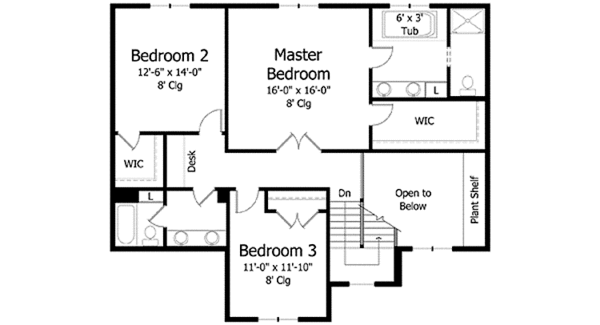 Dream House Plan - Colonial Floor Plan - Upper Floor Plan #51-1000