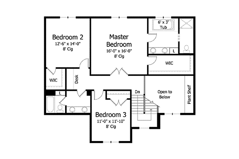 Dream House Plan - Floor Plan - Upper Floor for Colonial House Plan #51-1000 - 3 bed, 2.5 bath