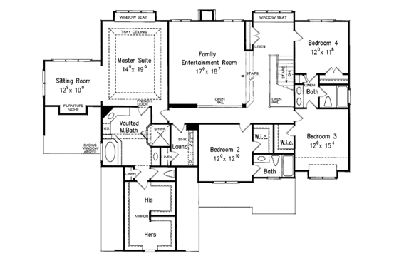 Floor Plan - Upper Floor for Colonial House Plan #927-923 - 5 bed, 4.5 bath
