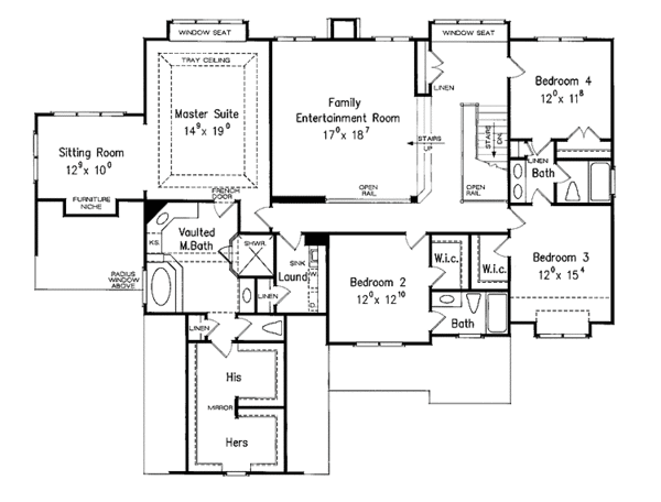 House Design - Colonial Floor Plan - Upper Floor Plan #927-923