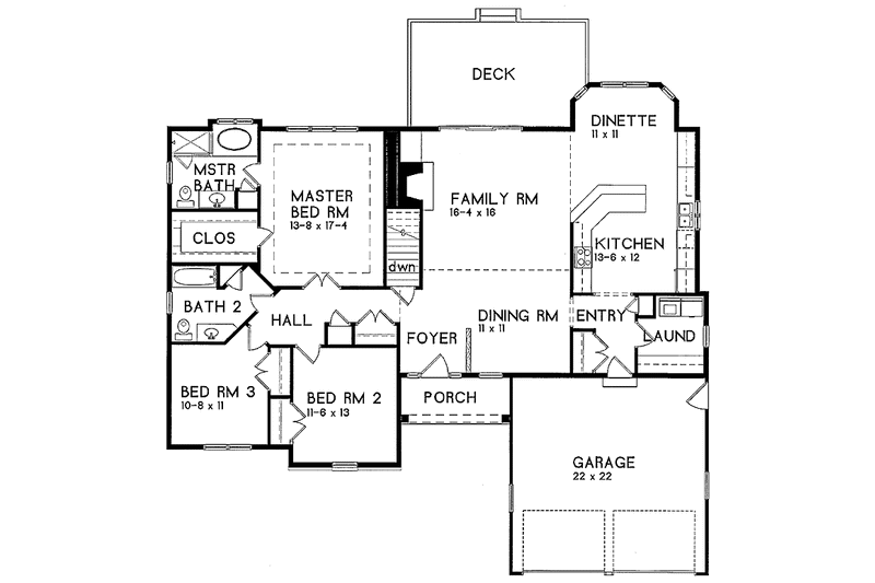 Architectural House Design - Floor Plan - Main Floor for Country House Plan #328-238 - 3 bed, 2 bath