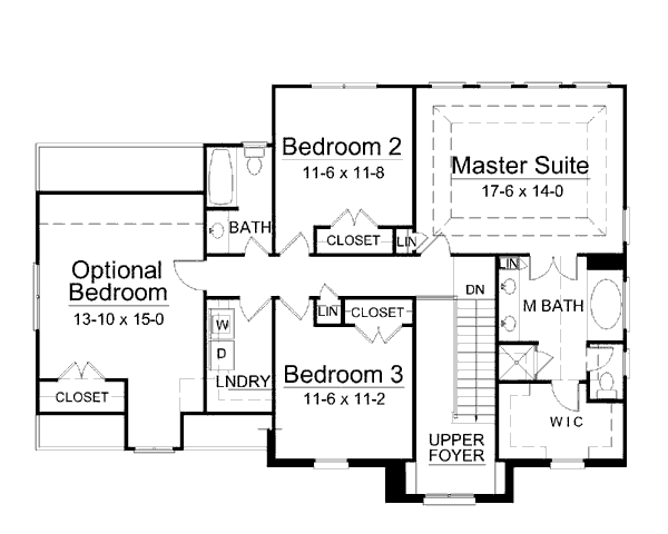 Colonial Floor Plan - Upper Floor Plan #119-280