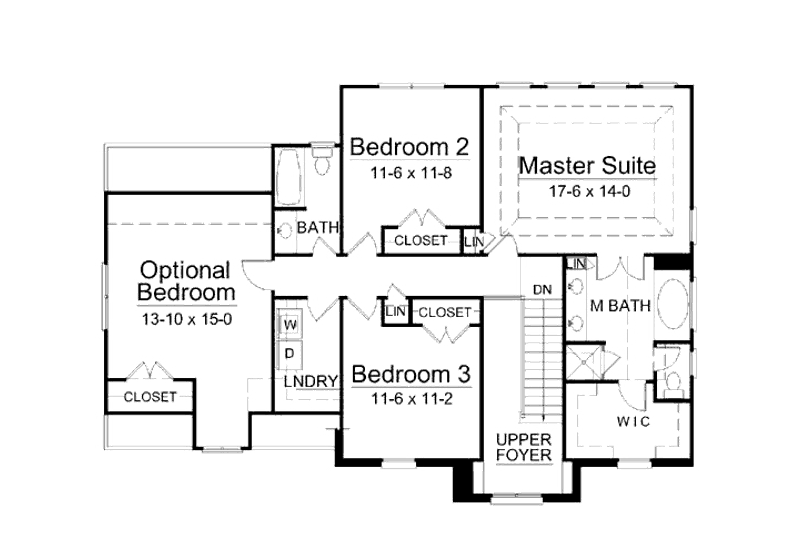 Dream House Plan - Floor Plan - Upper Floor for Colonial House Plan #119-280 - 3 bed, 2.5 bath