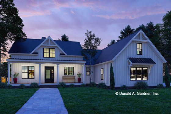 Exterior - Front Elevation 3 for Farmhouse House Plan #929-1143 - 3 bed, 2 bath