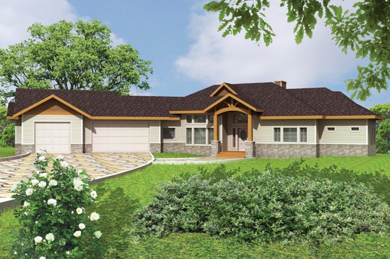 House Blueprint - Ranch Exterior - Front Elevation Plan #117-861