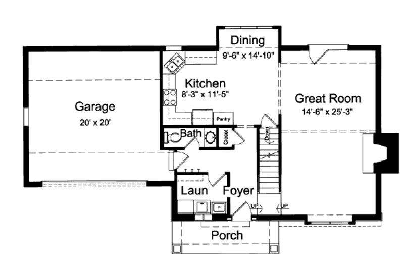 Home Plan - Floor Plan - Main Floor for Traditional House Plan #46-457 - 4 bed, 2.5 bath