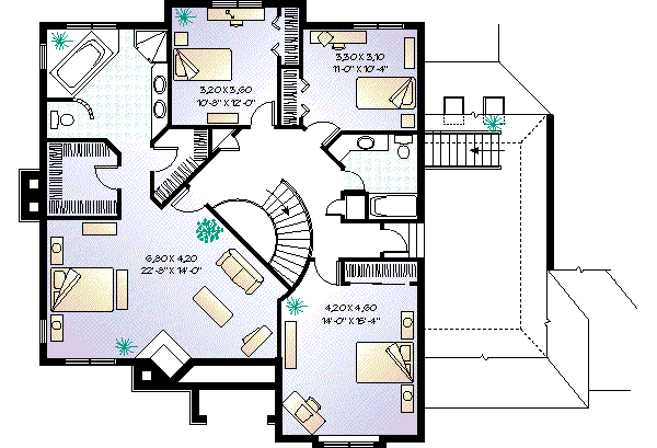 Traditional Floor Plan - Upper Floor Plan #23-292
