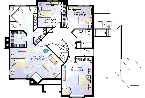 House Blueprint - Traditional Floor Plan - Upper Floor Plan #23-292