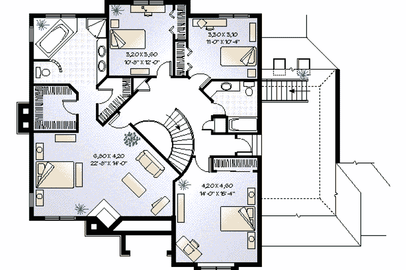 Dream House Plan - Floor Plan - Upper Floor for Traditional House Plan #23-292 - 4 bed, 3.5 bath