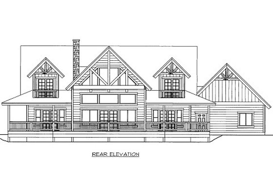 Exterior - Rear Elevation for Cabin House Plan #117-786 - 3 bed, 2.5 bath