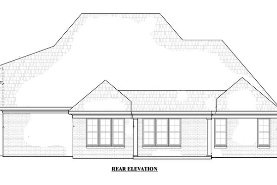 Exterior - Rear Elevation for European House Plan #34-231 - 4 bed, 3 bath