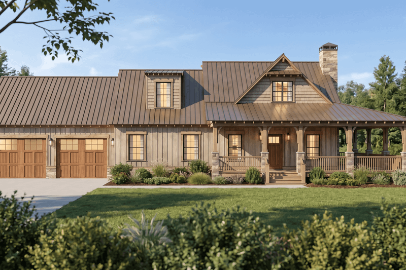 Architectural House Design - Exterior - Front Elevation 2 for Farmhouse House Plan #923-498 - 2 bed, 3.5 bath