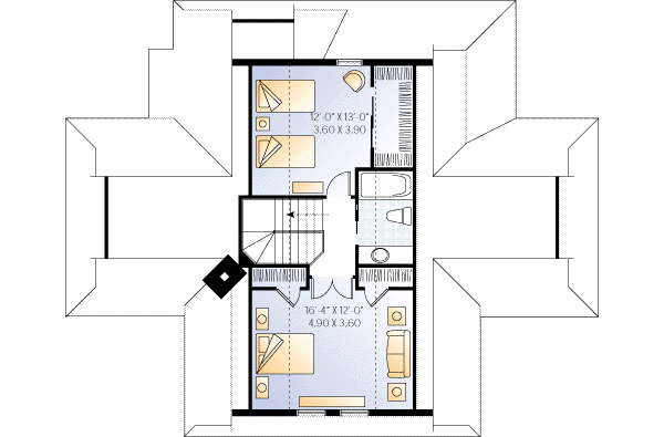 House Design - Traditional Floor Plan - Upper Floor Plan #23-2067