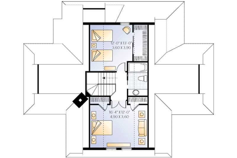 Home Plan - Floor Plan - Upper Floor for Traditional House Plan #23-2067 - 3 bed, 2 bath
