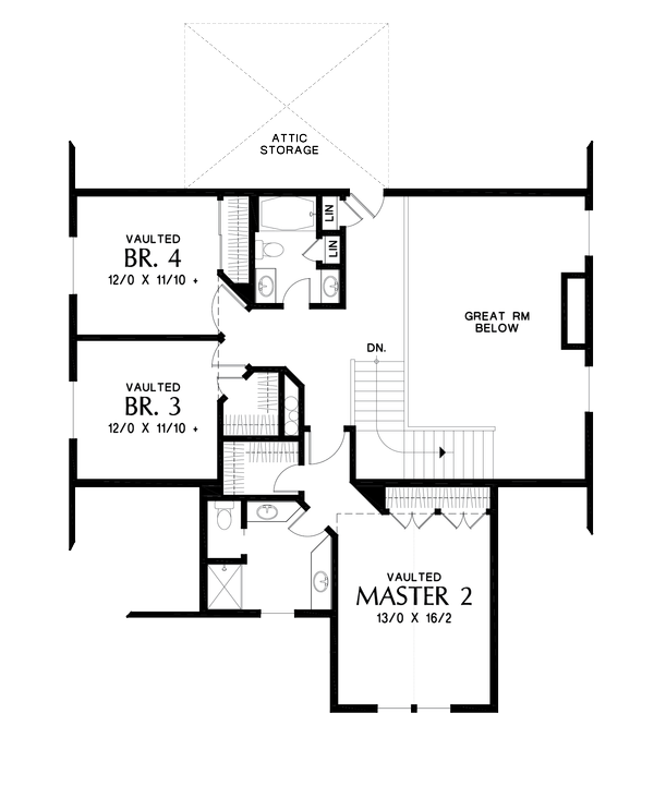 Architectural House Design - Craftsman Floor Plan - Upper Floor Plan #48-994