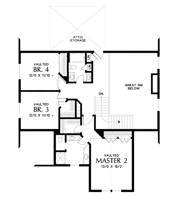 Dream House Plan - Craftsman Floor Plan - Upper Floor Plan #48-994