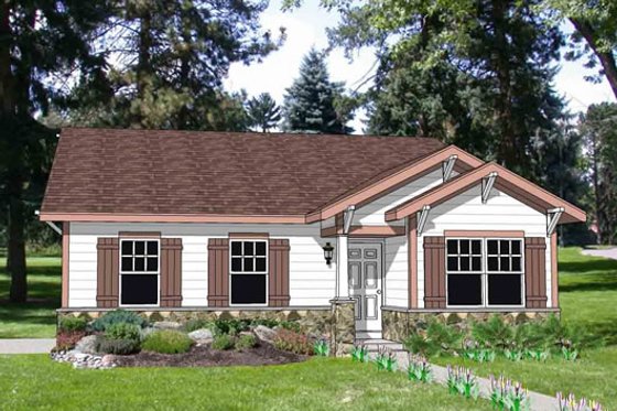 Exterior - Front Elevation for Bungalow House Plan #116-259 - 3 bed, 2 bath